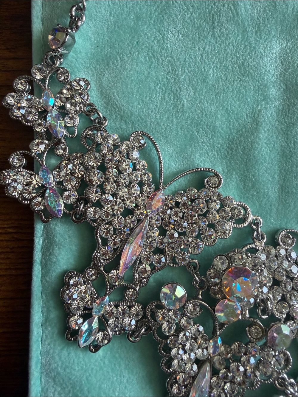 Kirks Folly Silver and AB Crystal Bib Necklace - Picture 12 of 12